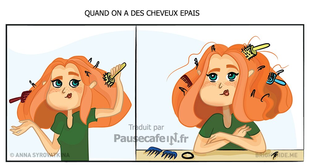 cheveux epais brosse dessins illustrations femme