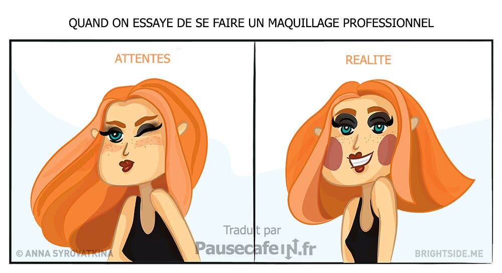 maquillage professionnel moche mauvais goût femme dessin illustration