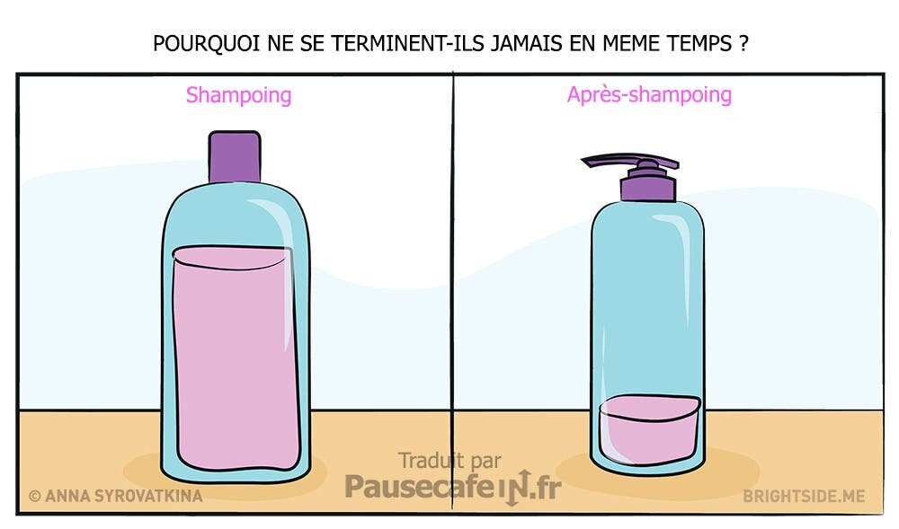 illustration dessin femme fin après-shampoing shampoing 