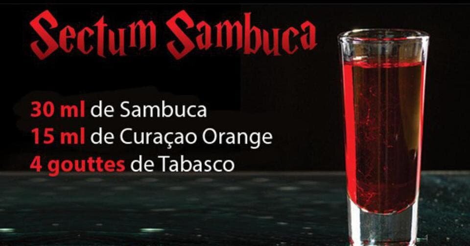 sectum, sambuca, recette, shot