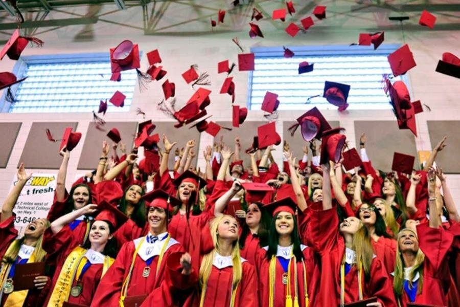 remise diplômes, usa, joie