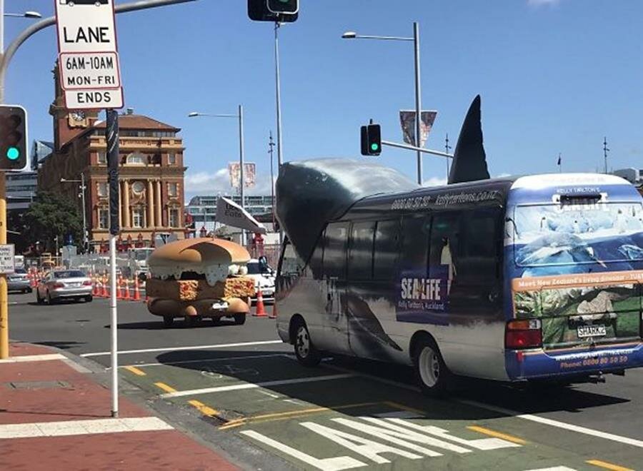 voiture, requin, burger