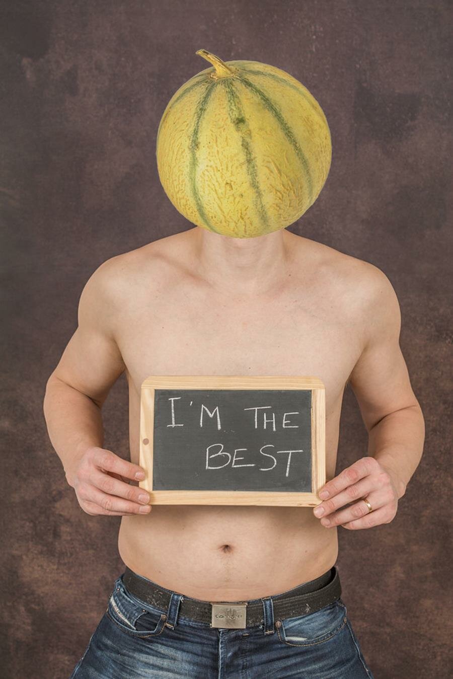 homme, melon, tête