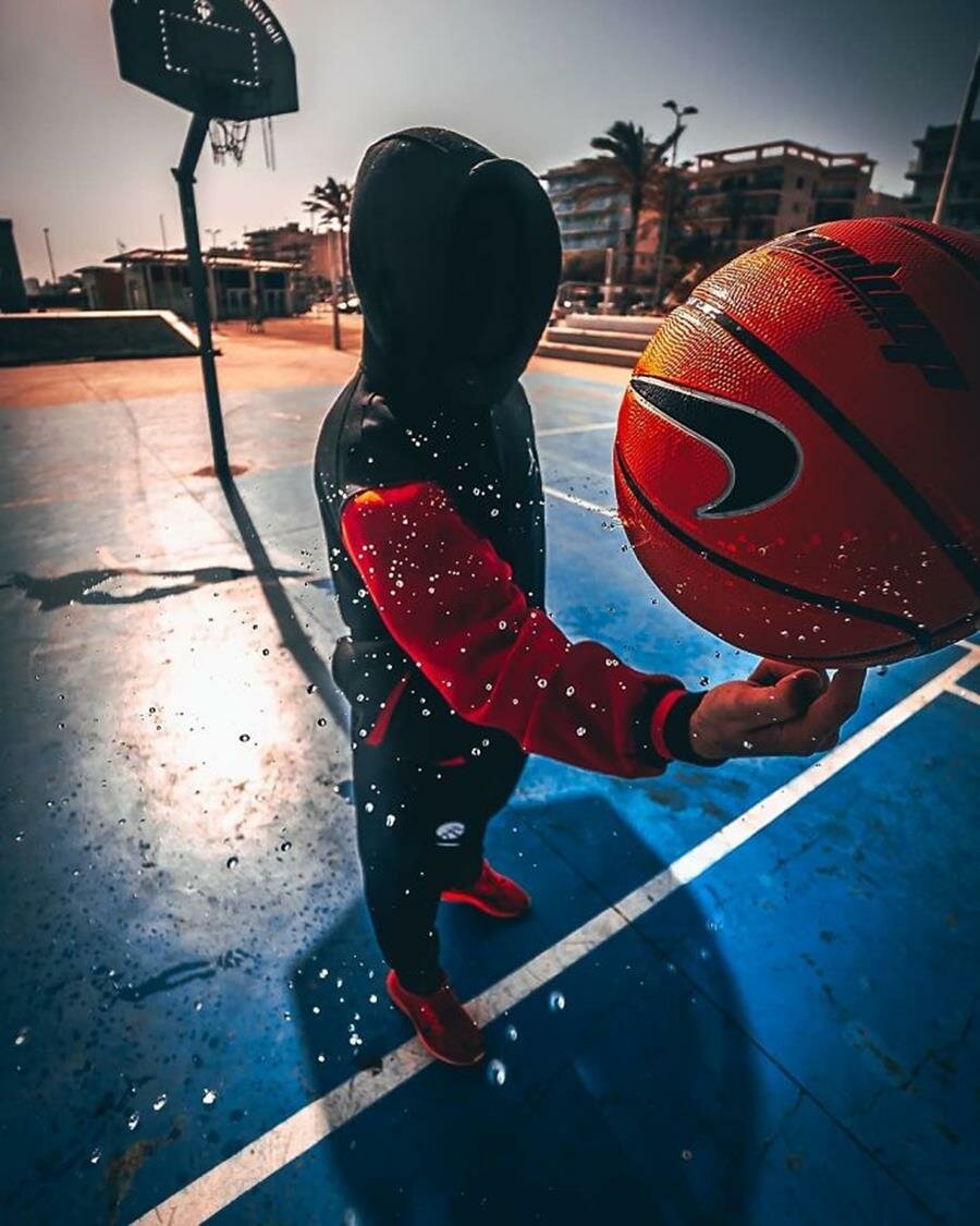 enfant, basket, eau