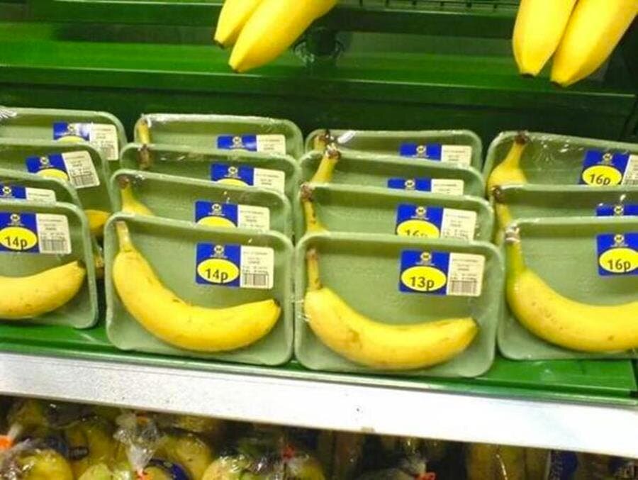 banane, emballage, individuel