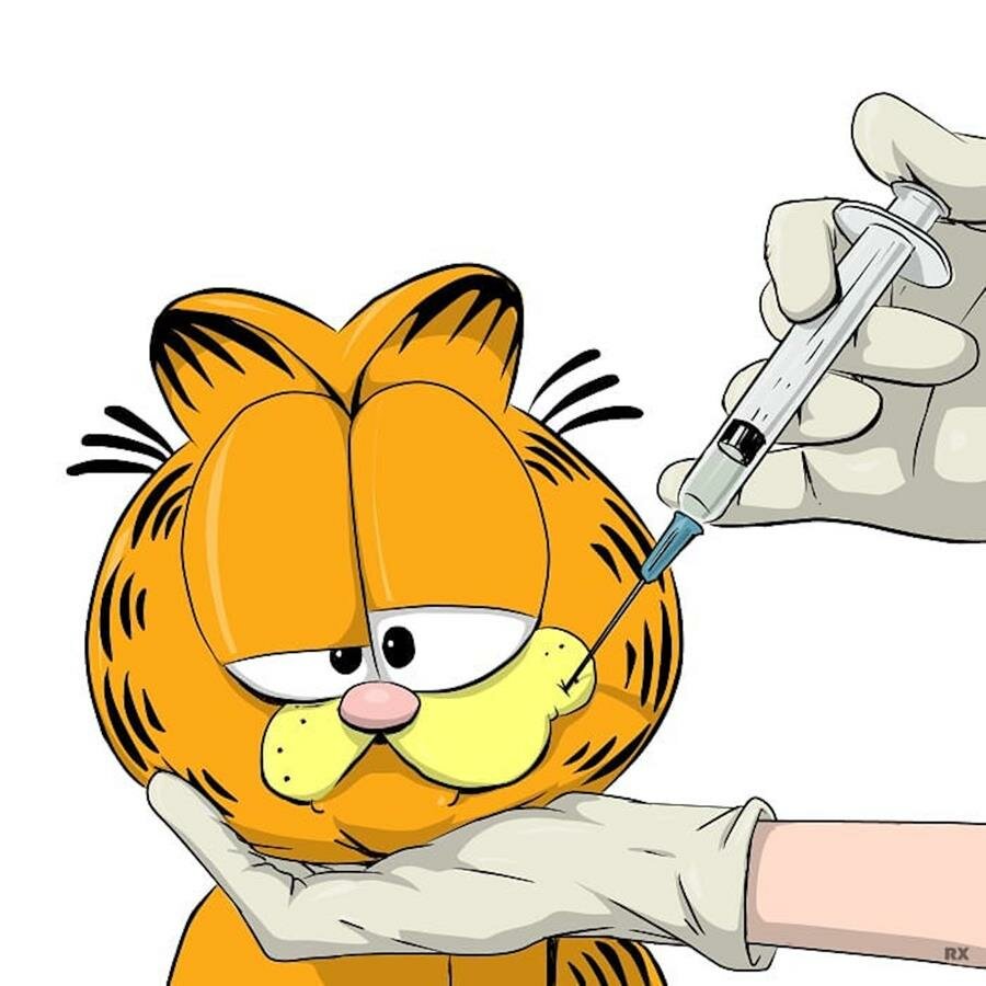 garfield, injection, lèvre