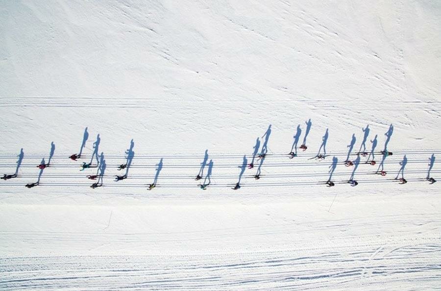 skieurs, partition, neige