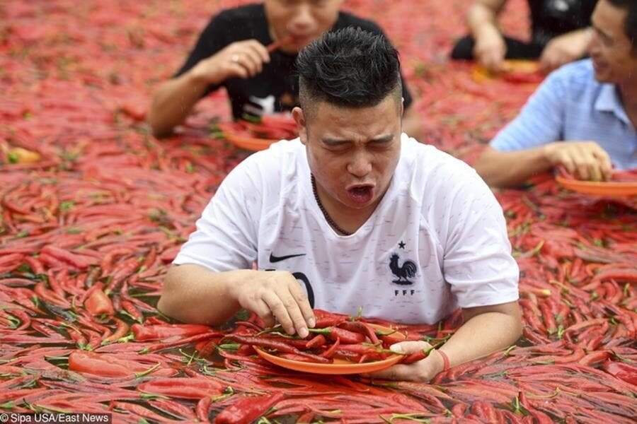 piments, manger, assiettes