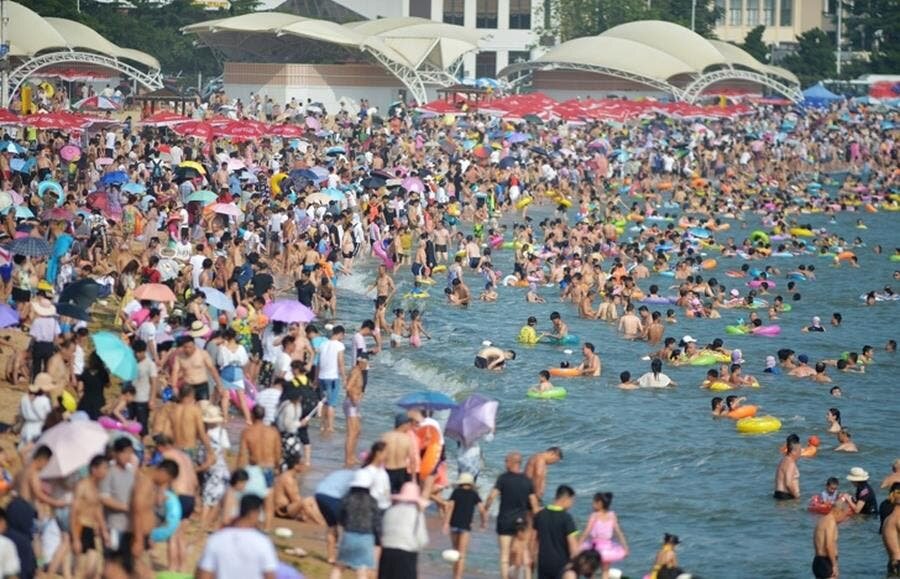 plage bondée, chine