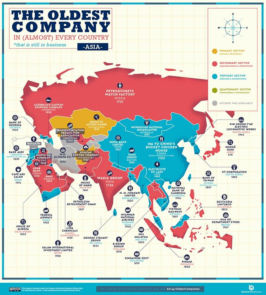 carte, entreprises, asie