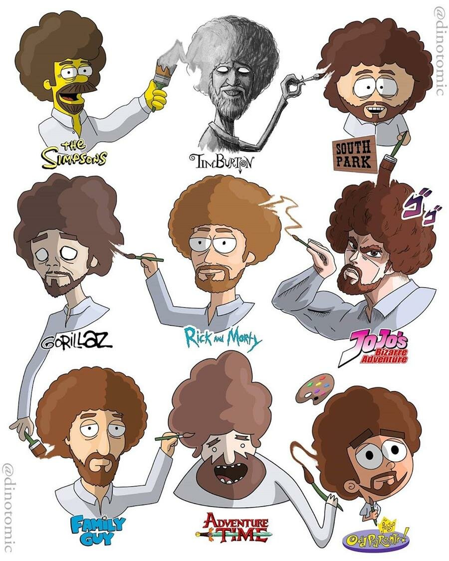 dino tomic, dessins animés, Bob Ross