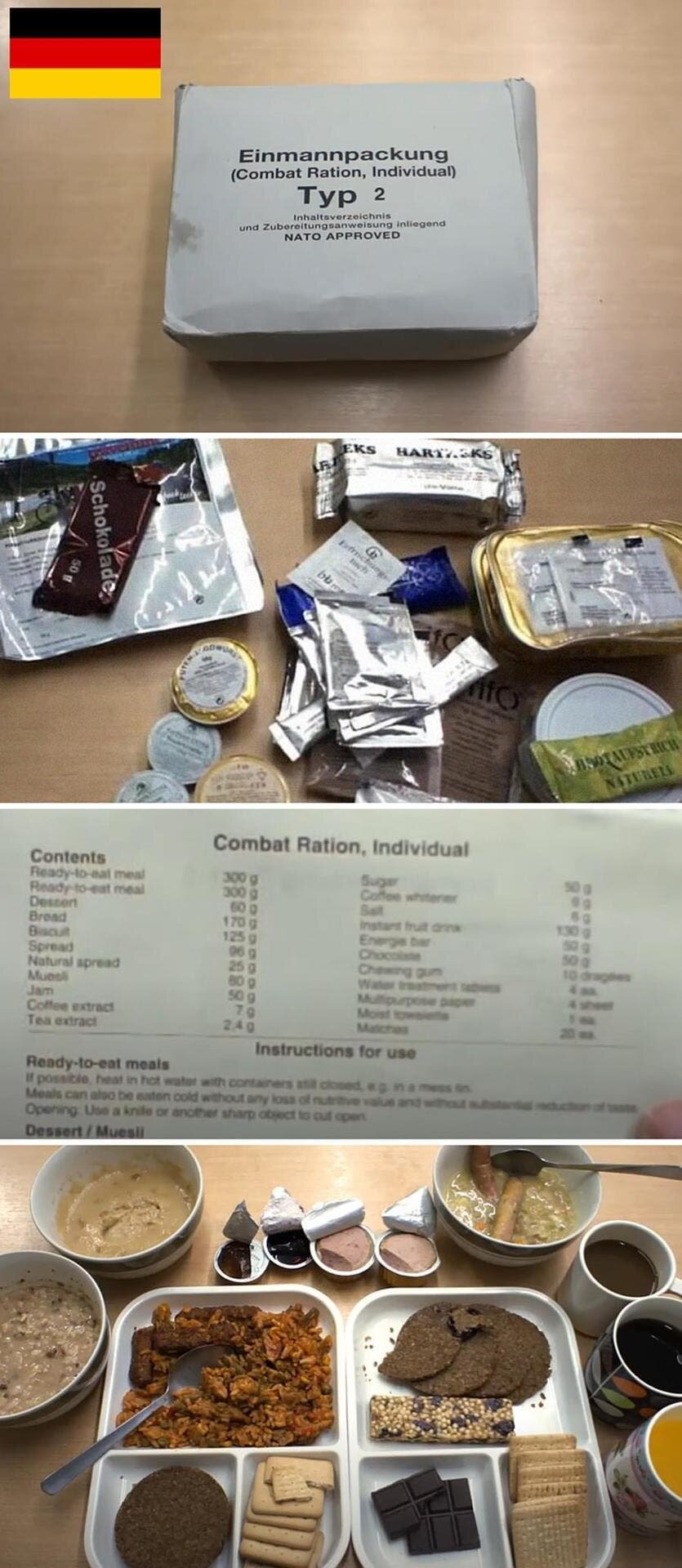 rations militaires, repas, nourriture, armée, soldat, allemagne