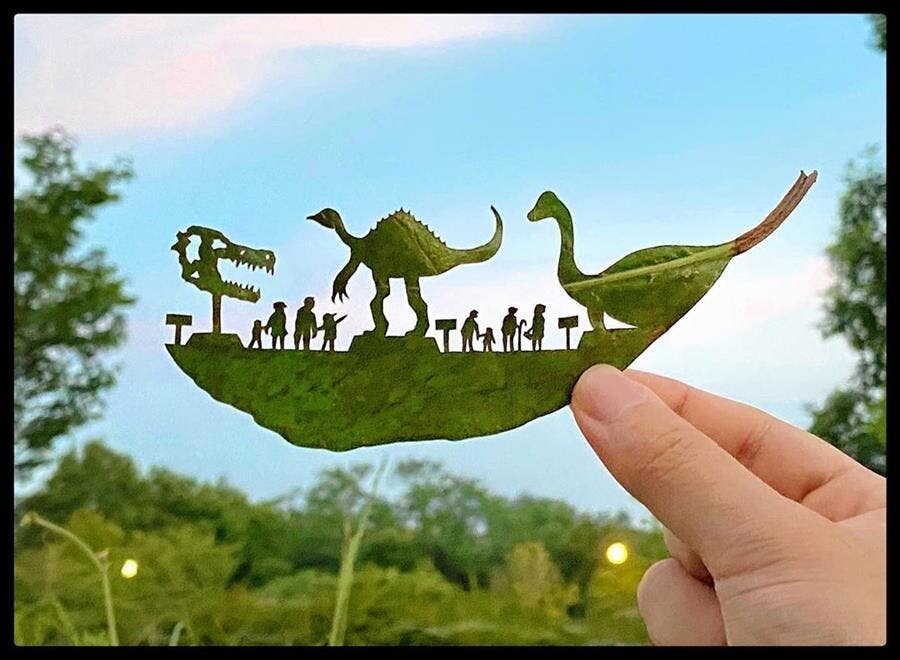 lito leafart, feuille, découpée, art, création