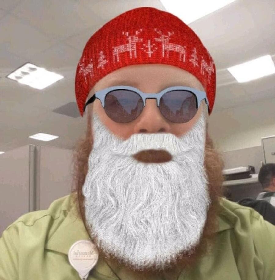 filtre, Snapchat, père Noël, barbu, homme