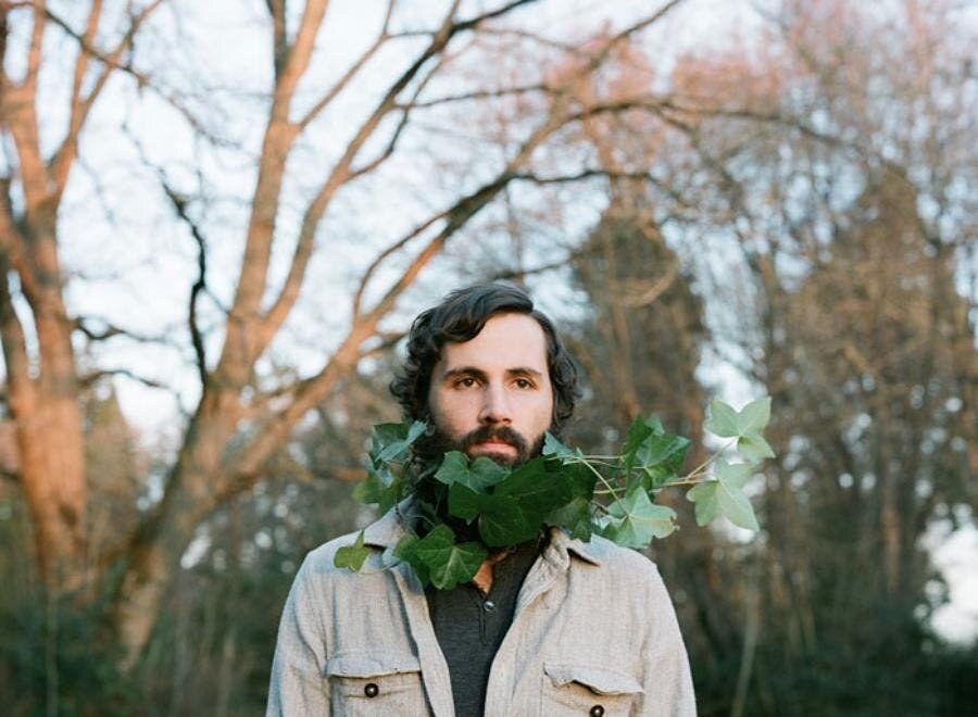 lierre, barbes, fleurie, homme, fleurs, floral, naturel