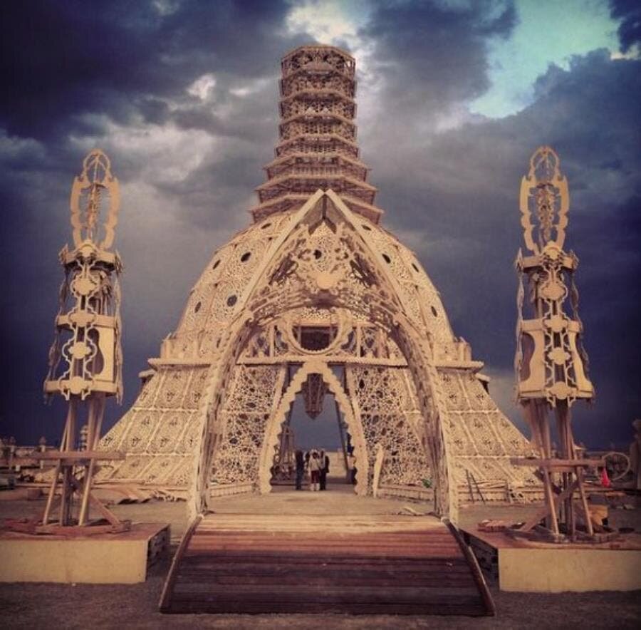 temple, construction, désert, burning man