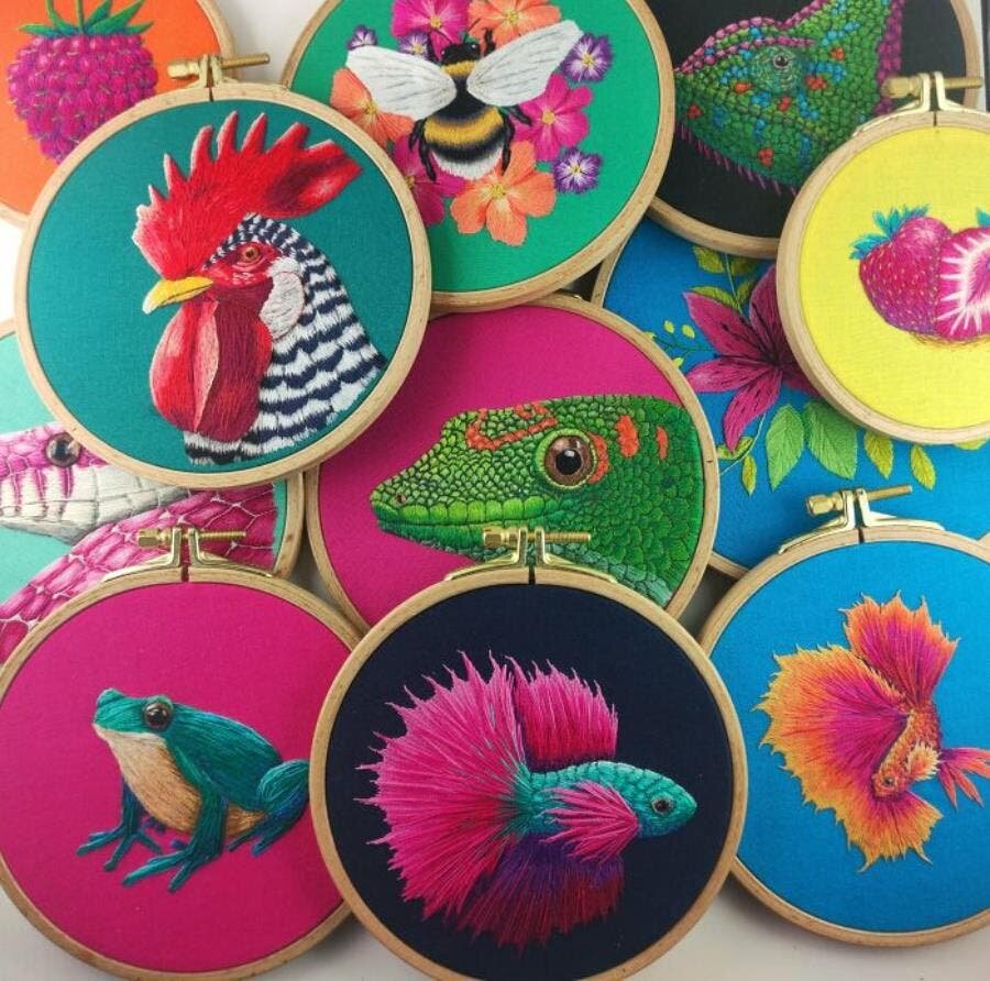 broderie, créations, couleurs