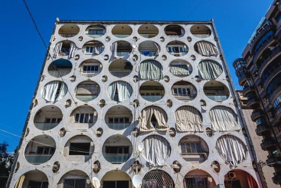 balcon, rond, insolite, immeuble