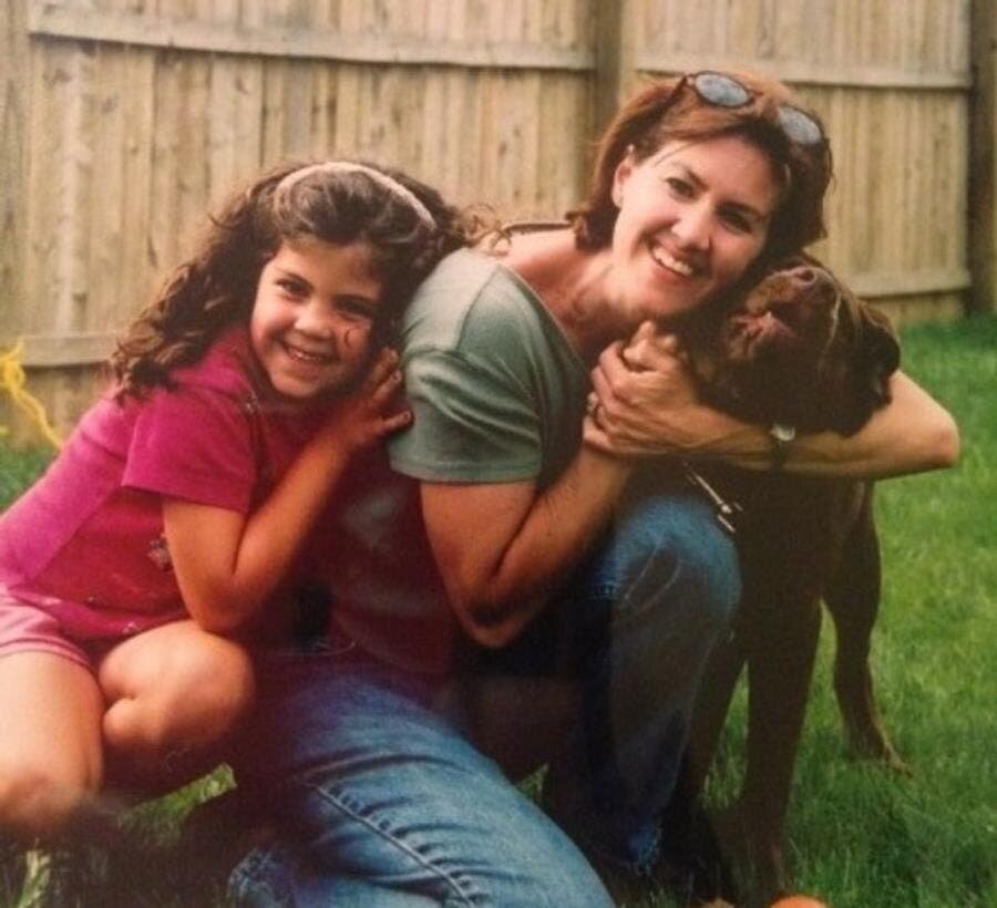 mignon, photo, famille, chien