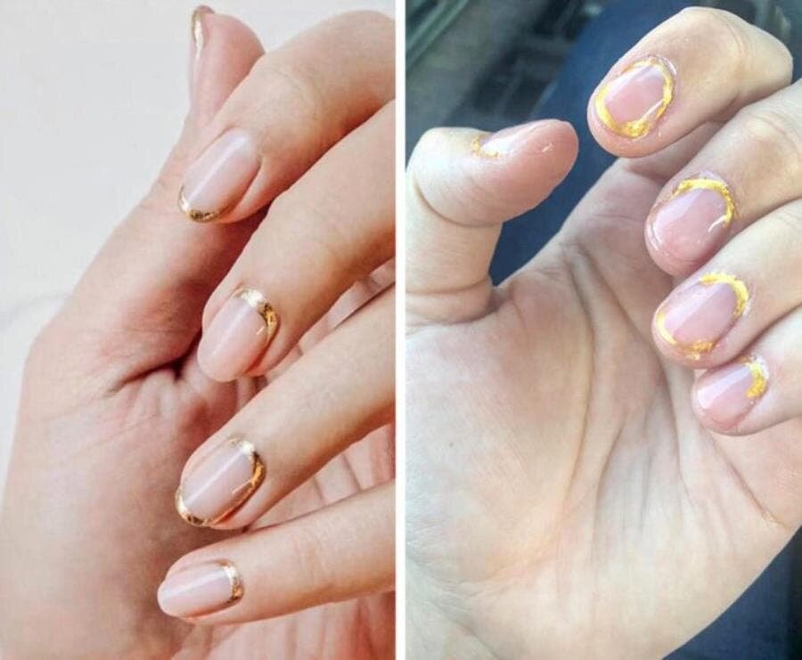 ongle, manucure, mariage, doré, ridicule