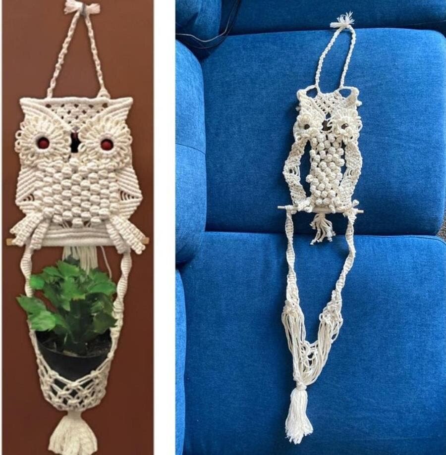 macramé, hibou, mignon, raté, commande, froissé