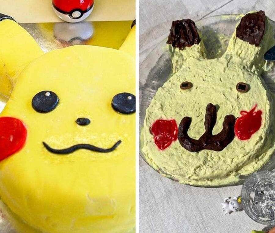 pikachu, raté, gâteau, raté, moche, glacage