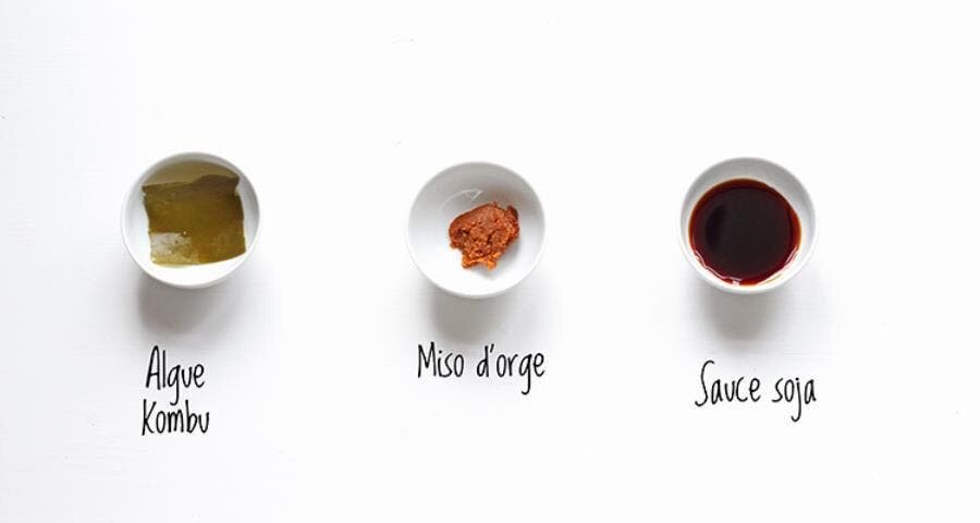 algue, condiments, miso, sauce, ajout, umami