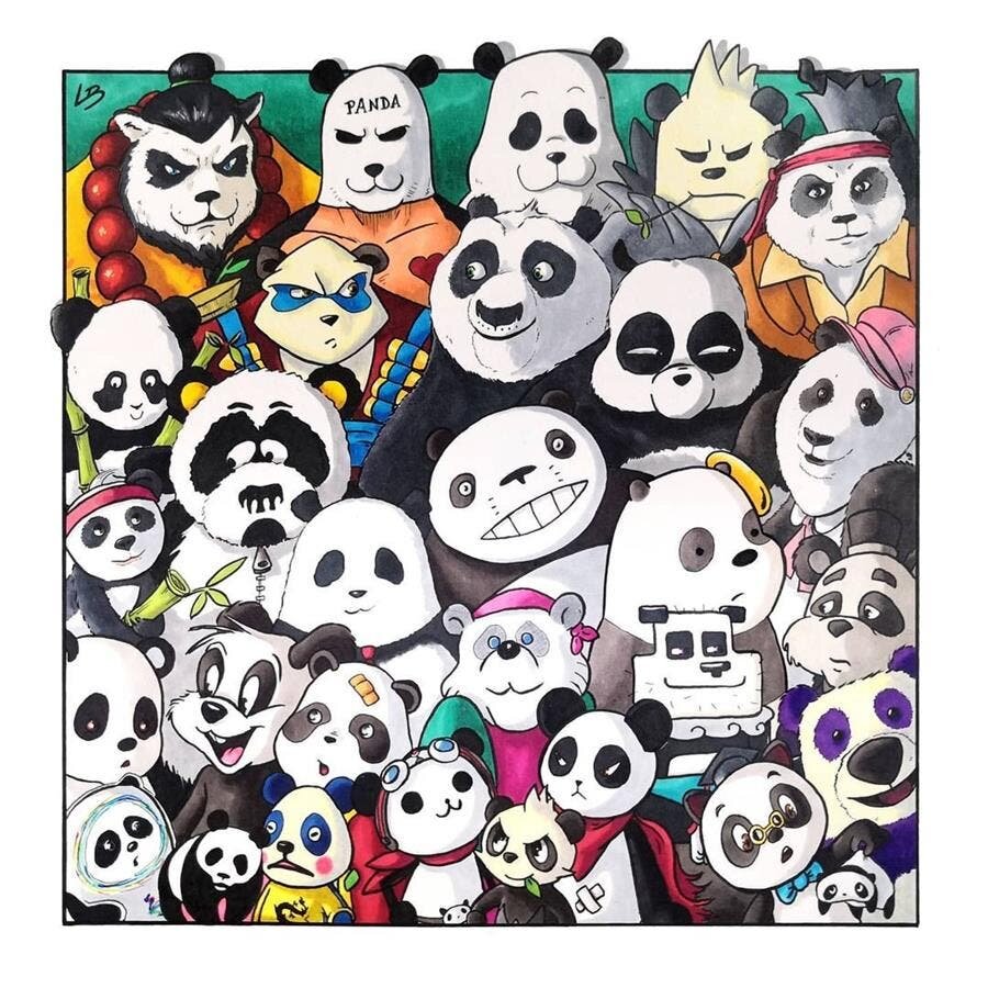 illustration pandas célèbres