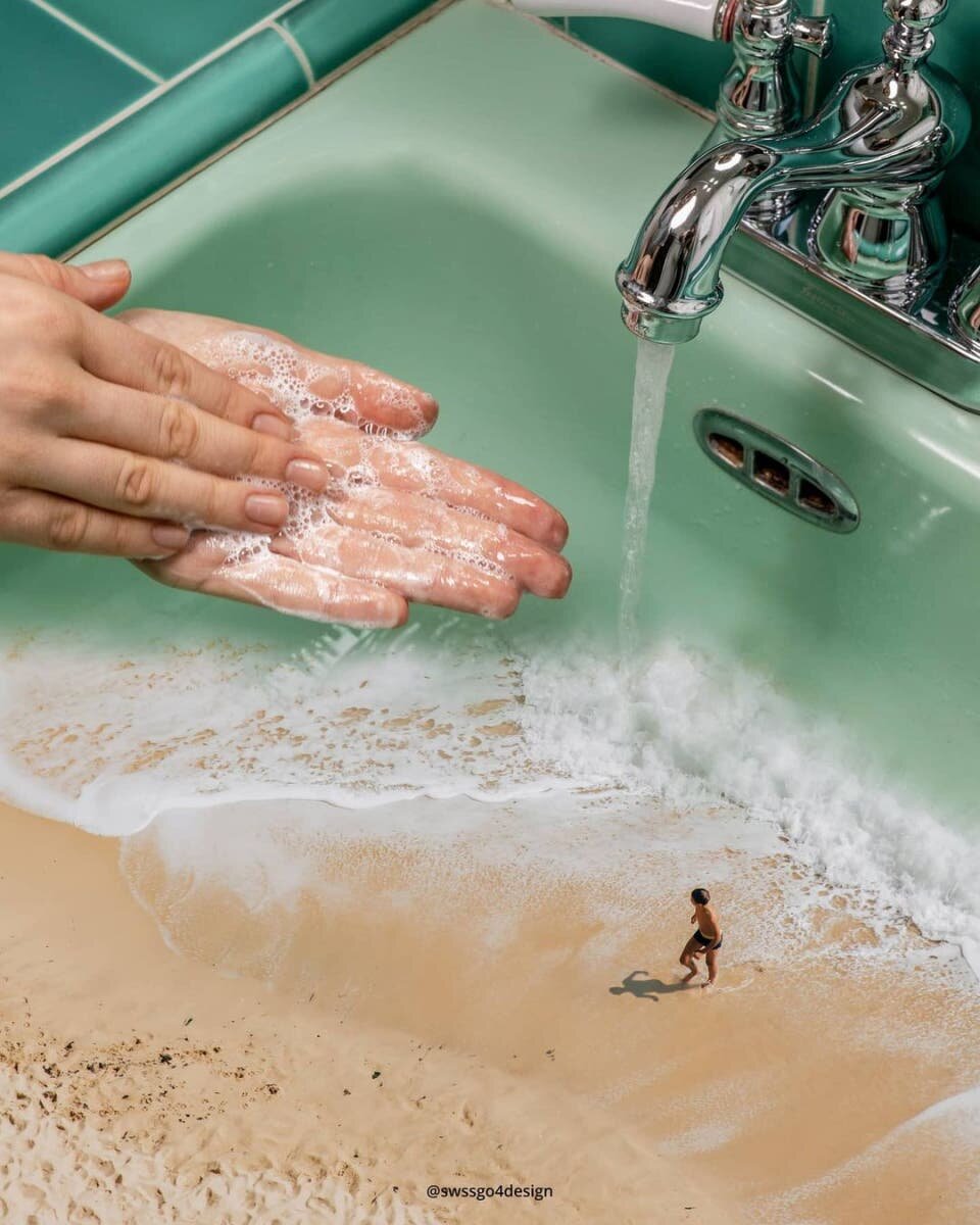 plage lavabo photomontage