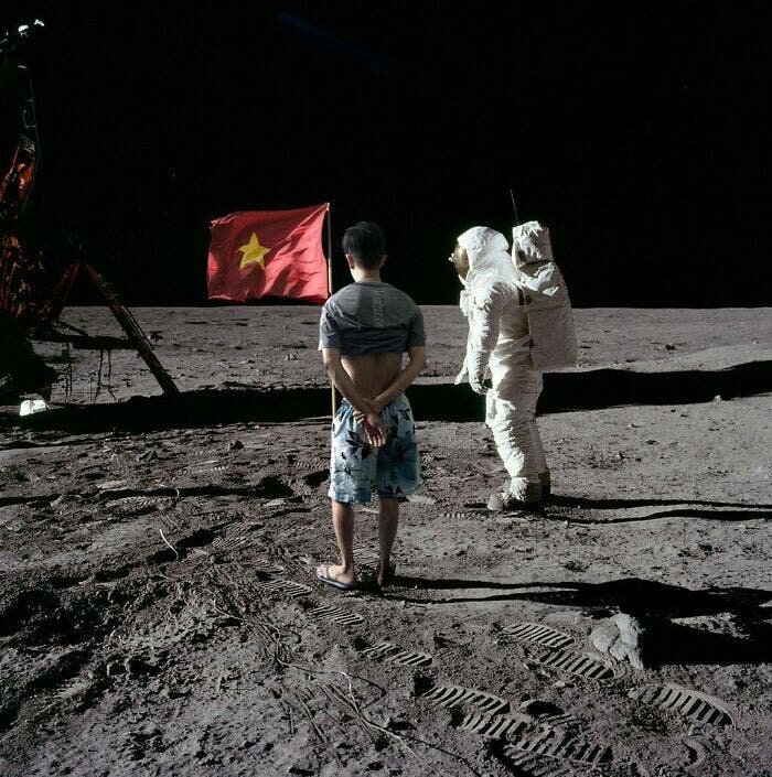 photo drapeau Viêt Nam lune