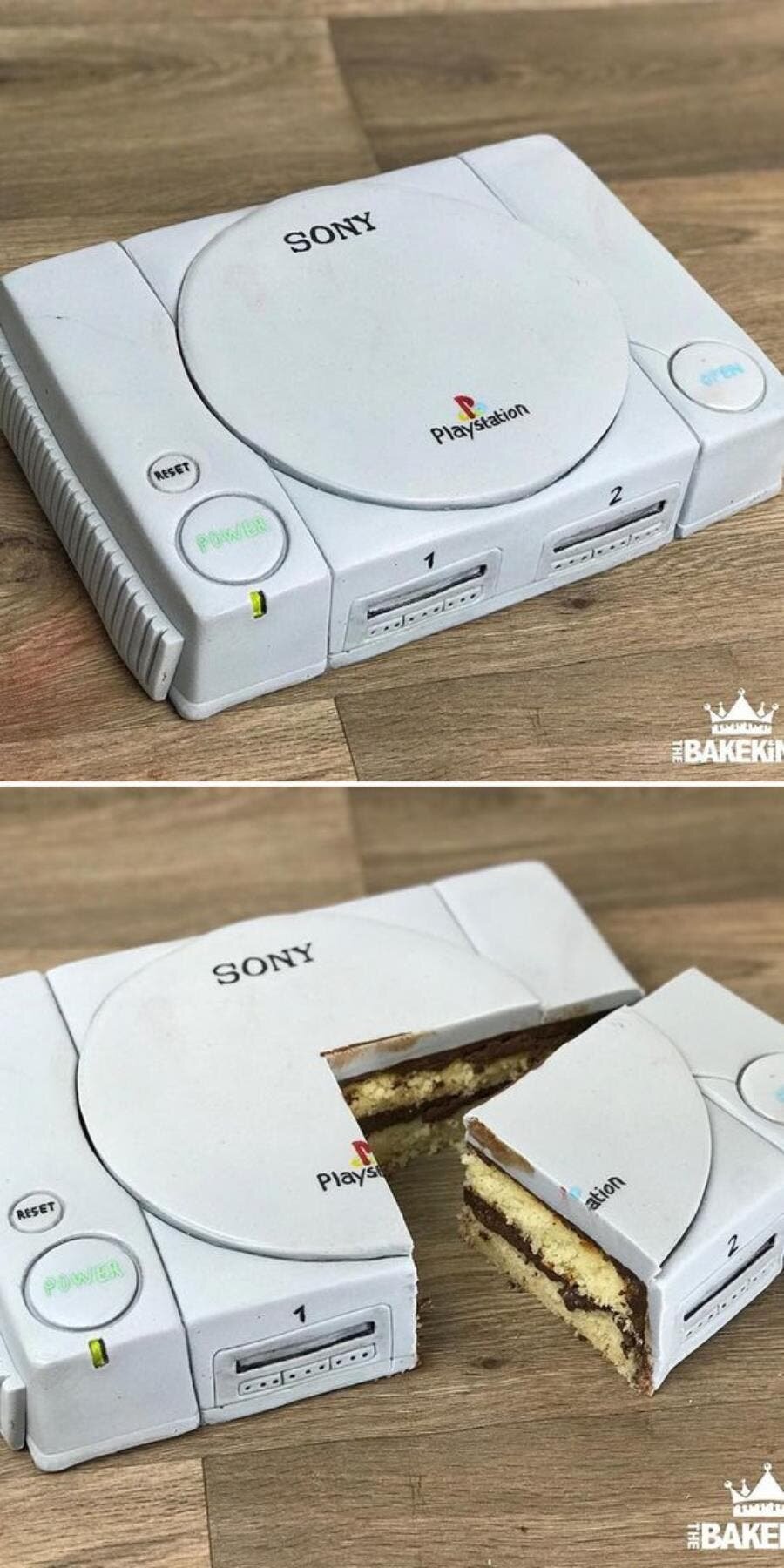 PlayStation, gâteau, réaliste, bouton,