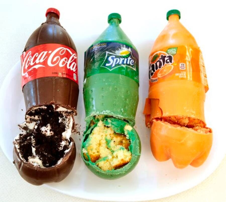 Soda, bouteilles, gâteau, sprite, coca cola, fanta