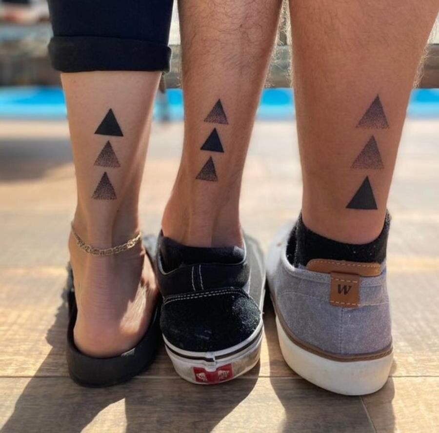 frère, soeurs, tatouage, famille, triangle