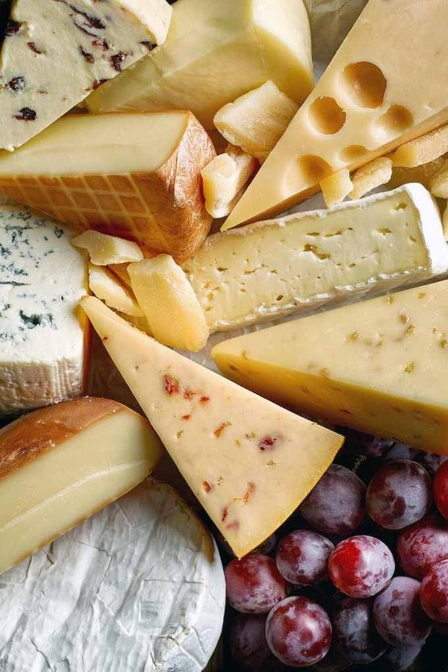 fromage, coupé, petites, parts, assortiments