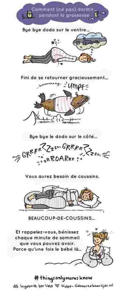 dessin jeune maman grossesse sommeil