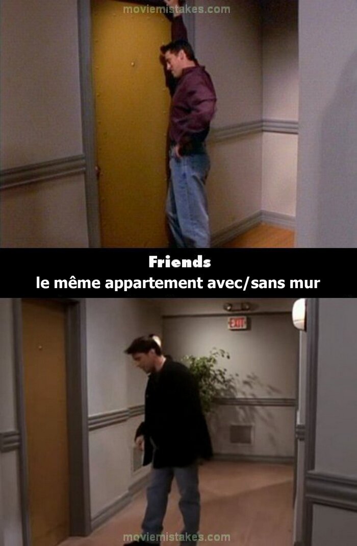 Joey et Ross (FRIENDS) devant une porte d'appartement