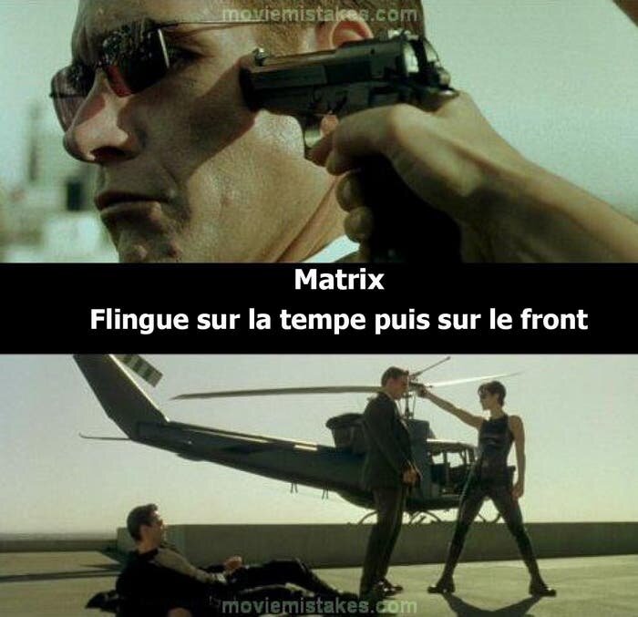 Faux raccord dans le film Matrix