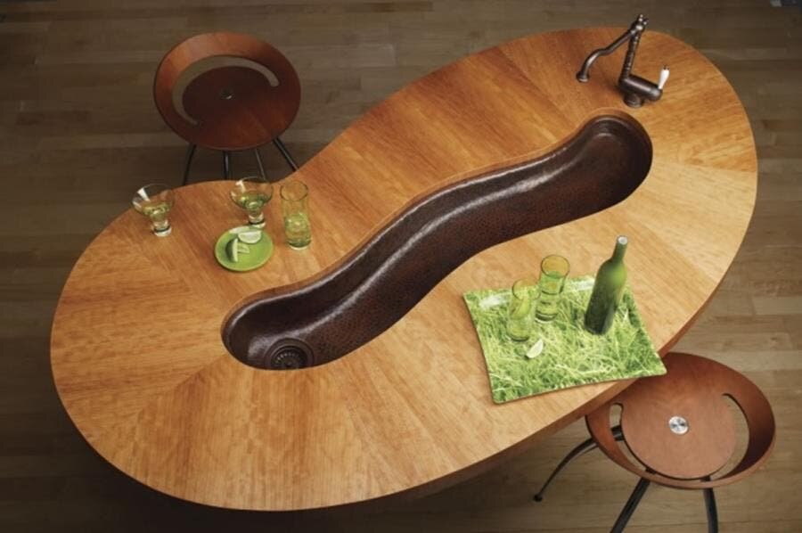 évier table en bois