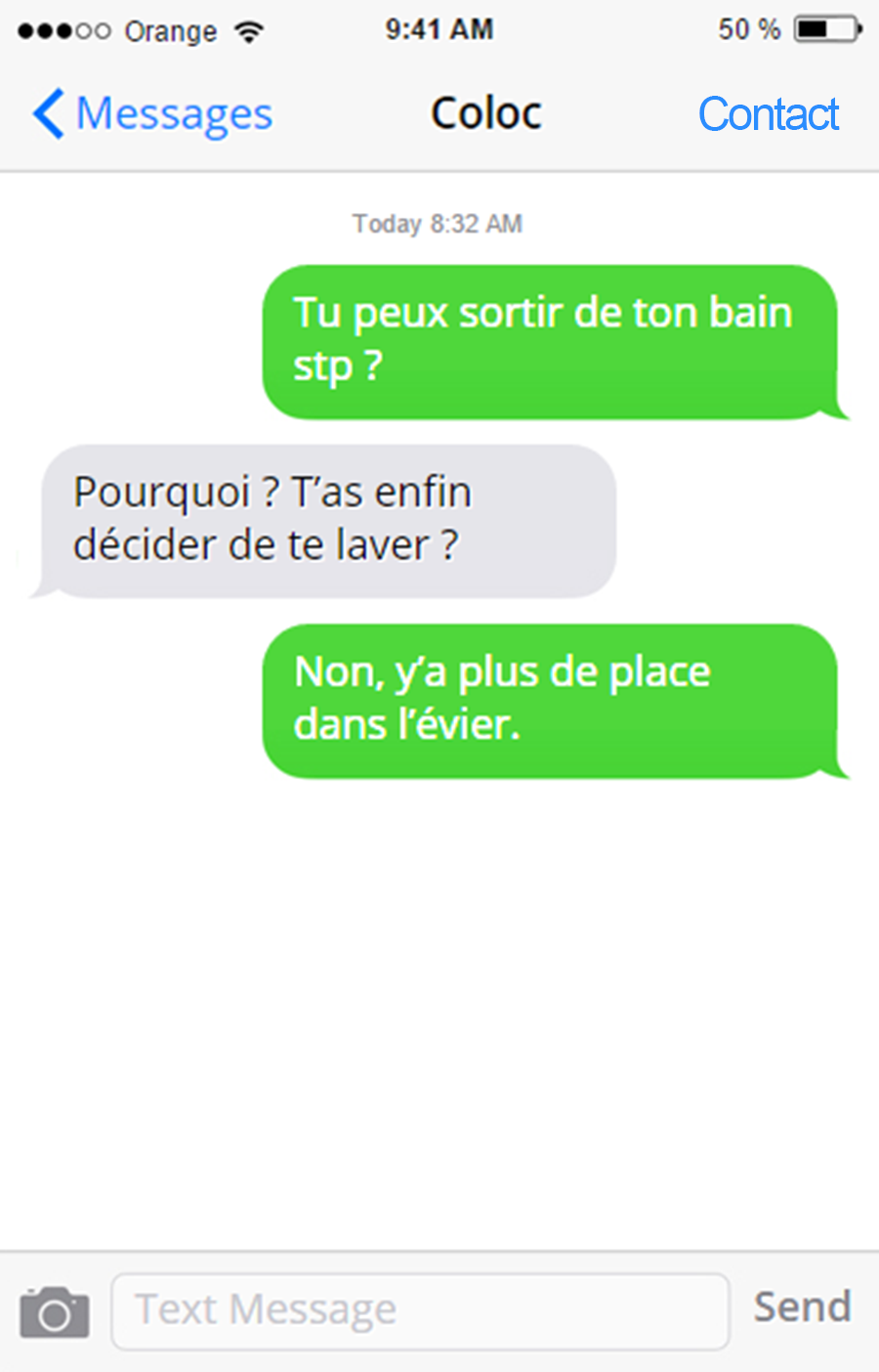 sms coloc douche