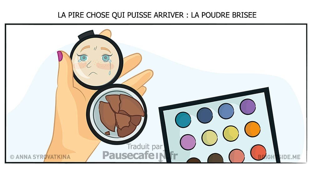 poudre maquillage brisée tristesse femme illustrations dessins