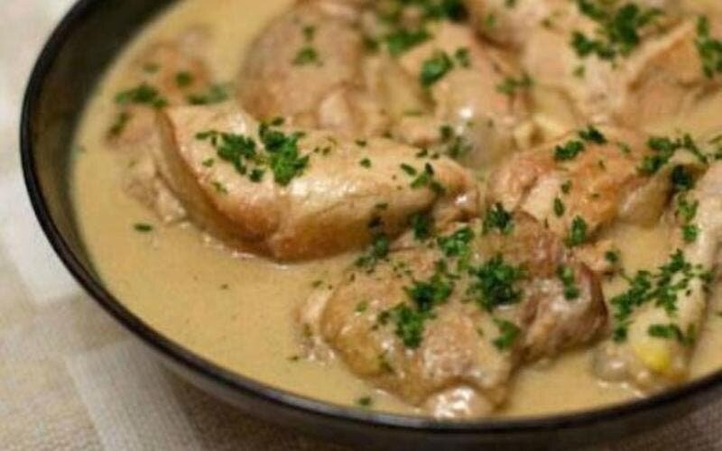 recette, poulet, champignons, creme, facile