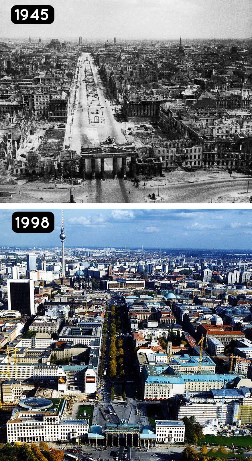 Berlin en 1945 et en 1998