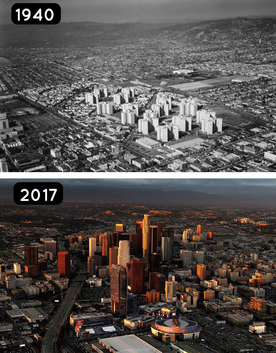 Los Angeles en 1940 et aujourd'hui