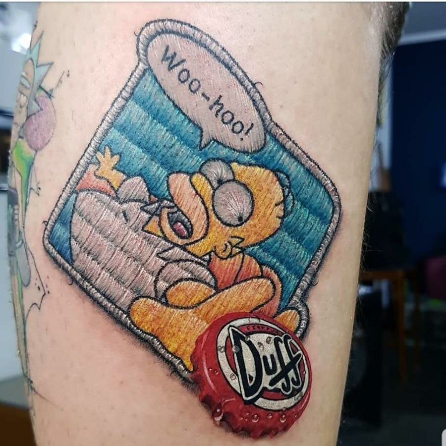 tatouage, broderie, homer simpson