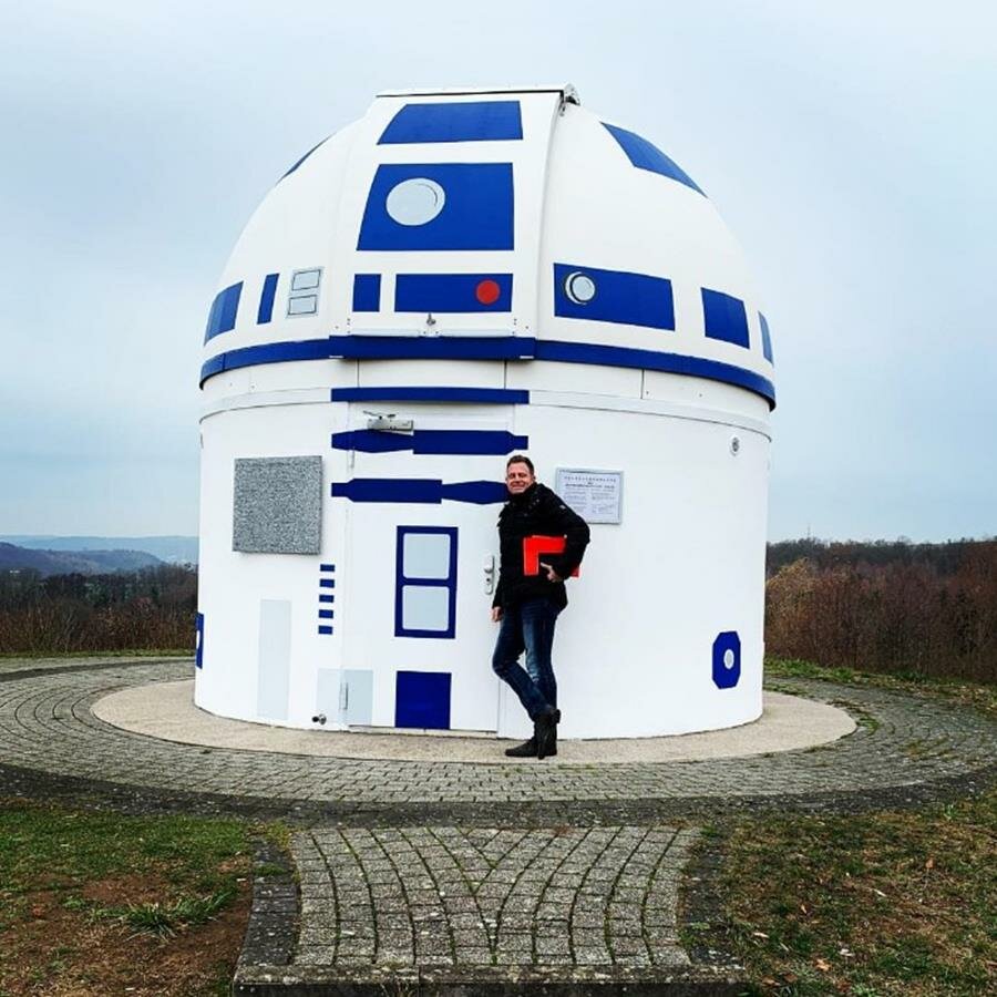 homme, proche, R2-D2, observatoire