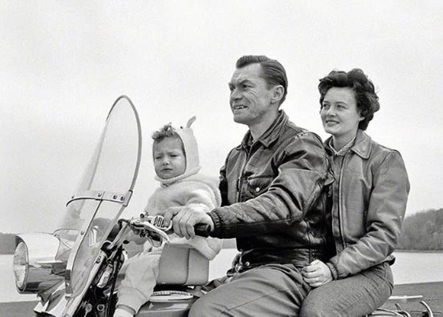 bébé, moto, famille