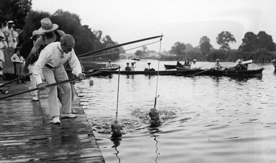 natation , cours, canne à pêche