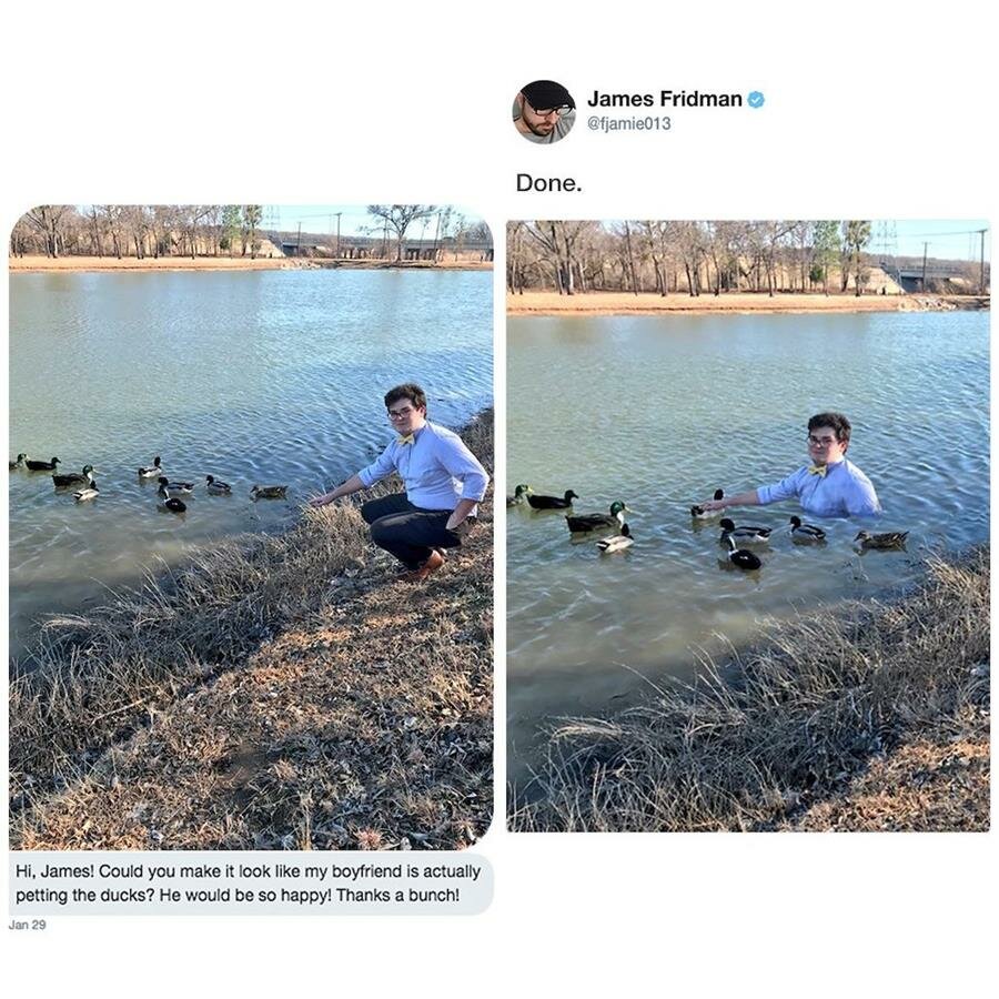 james fridman, retouche, photoshop, canards