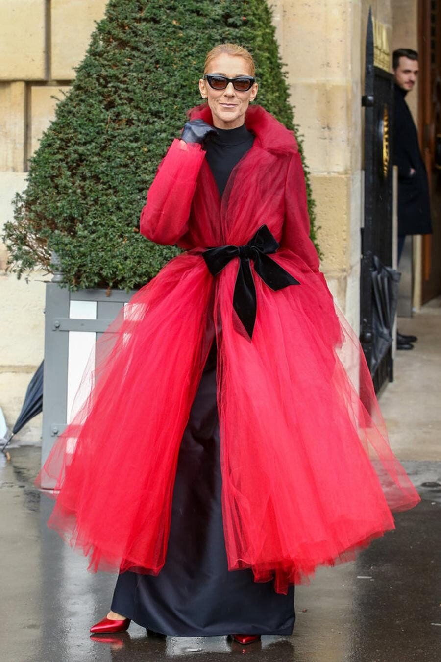 céline dion, style, mode, rouge