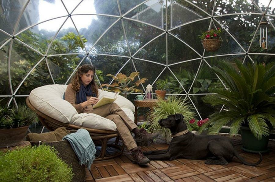 dome, jardin, femme